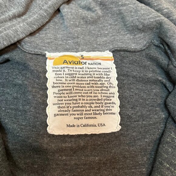Aviator Nation Gray Hoodie with Rainbow Stripes - Picture 3 of 4